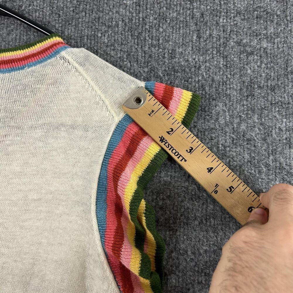 Boden Top Large Cream Josie Frilled 100% Linen Tank Rainbow Ruffle Summer Casual - Picture 12 of 12